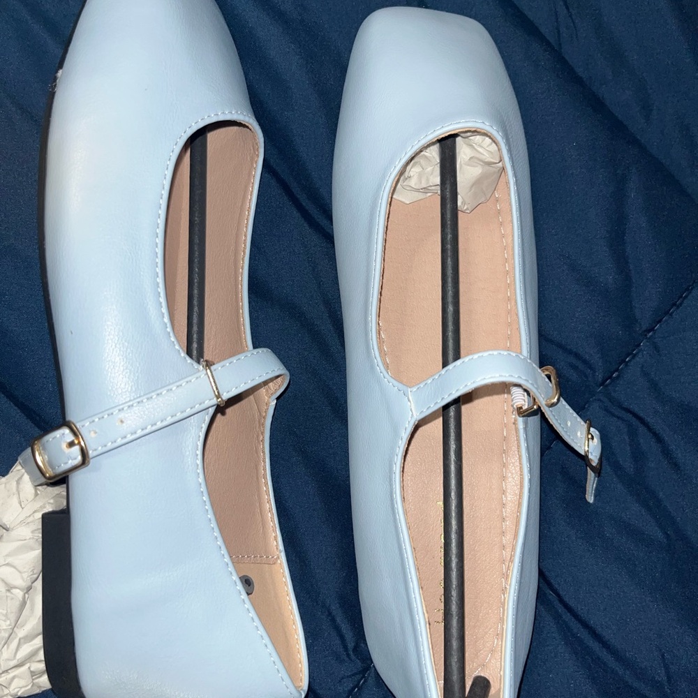 Light Blue Mary Jane Flats